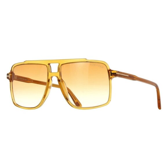 New TOM FORD Kemp Yellow Square FT1177/S 39F Sunglasses Women - Picture 1 of 5